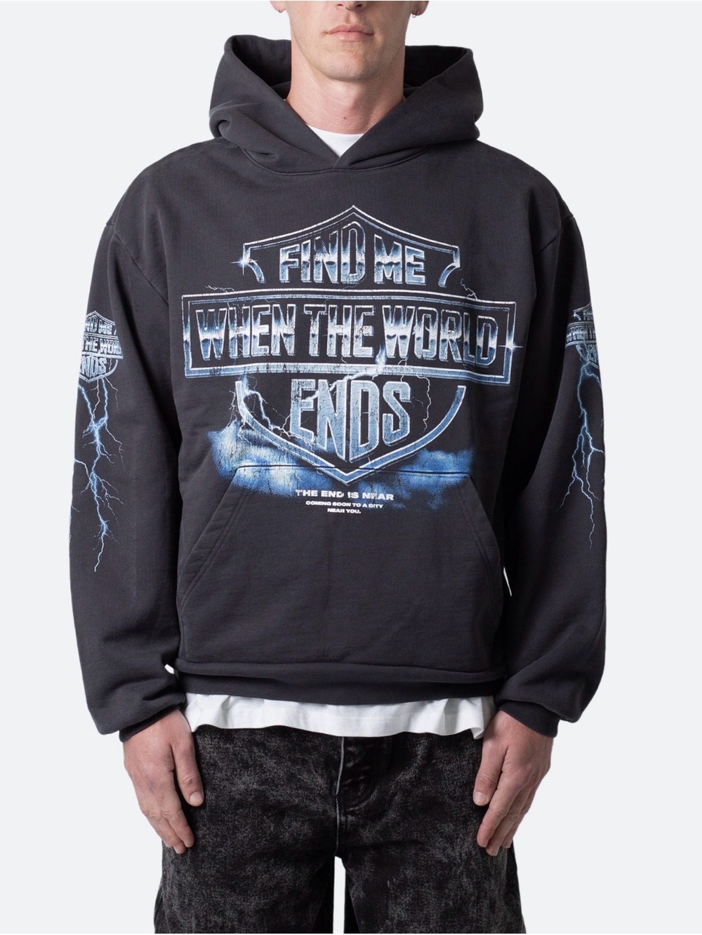 Graphic Black Hoodie - Find Me When The World Ends